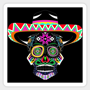 the catrina mariachi in mexican pattern ecopop Sticker